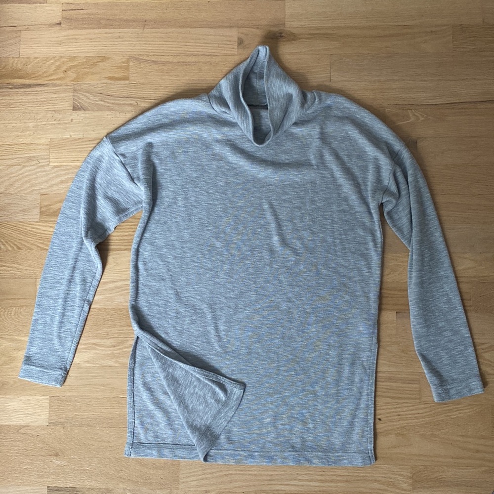 J. Crew Grey Sweater Tunic with Side Slits and Slouchy Neck